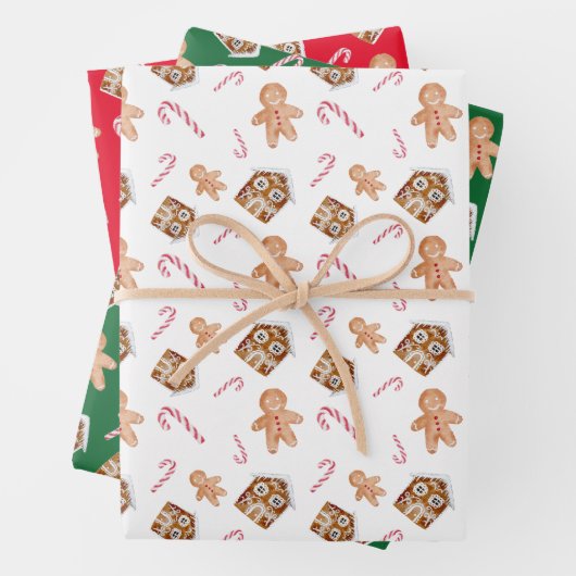 Gingerbrood man candycane vakantie schattig rood g inpakpapier vel (In situ)