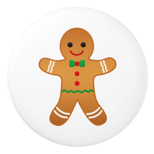 Gingerbrood Man Ceramic Knob Keramische Knop (Voorkant)