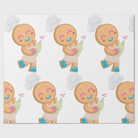 Gingerbrood Man Chef Cadeaupapier (Vlak)