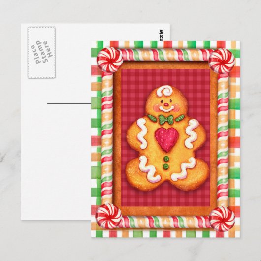 Gingerbrood Man Cookie Briefkaart (Voorkant / Achterkant)