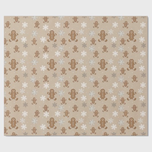 Gingerbrood Man Cookie Snowflake Holiday Baking Cadeaupapier (Vlak)