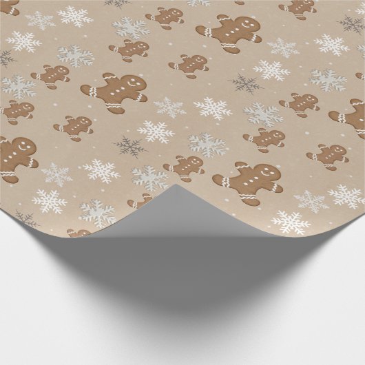Gingerbrood Man Cookie Snowflake Holiday Baking Cadeaupapier (Hoek)