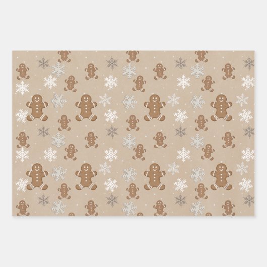 Gingerbrood Man Cookie Snowflake Holiday Baking Inpakpapier Vel (Voorkant 2)