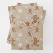 Gingerbrood Man Cookie Snowflake Holiday Baking Inpakpapier Vel (In situ)