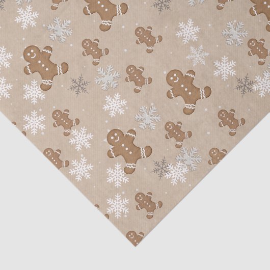 Gingerbrood Man Cookie Snowflake Holiday Baking Tissuepapier (Detail)