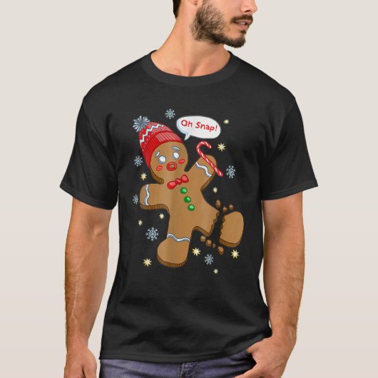 Gingerbrood Man Cookie X-Mas Oh Snap Funny Cute Ch T-shirt (Voorkant)