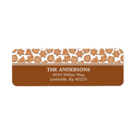 GingerBrood Man Cookies Cute Kerstadres Etiket (Voorkant)