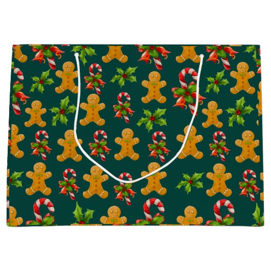 Gingerbrood Man Design Groot Cadeauzakje (Voorkant)