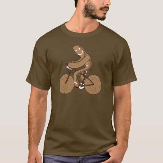Gingerbrood Man die bike met Gingersnap Cookie uit T-shirt (Voorkant)