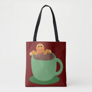 Gingerbrood Man die Cocoa Holiday Fun Toon La Tote Bag