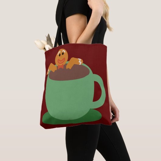 Gingerbrood Man die Cocoa Holiday Fun Toon La Tote Bag (Dichtbij)