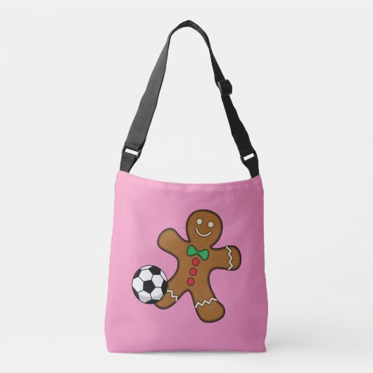Gingerbrood Man die voetbal speelt Crossbody Tas (Voorkant)