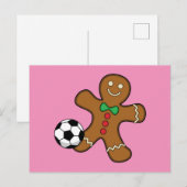 Gingerbrood Man die voetbal speelt Feestdagenkaart (Voorkant / Achterkant)