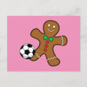 Gingerbrood Man die voetbal speelt Feestdagenkaart (Voorkant)