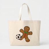 Gingerbrood Man die voetbal speelt Grote Tote Bag (Voorkant)