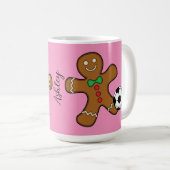 Gingerbrood Man die voetbal speelt | jouw namen to Koffiemok (Voorkant rechts)