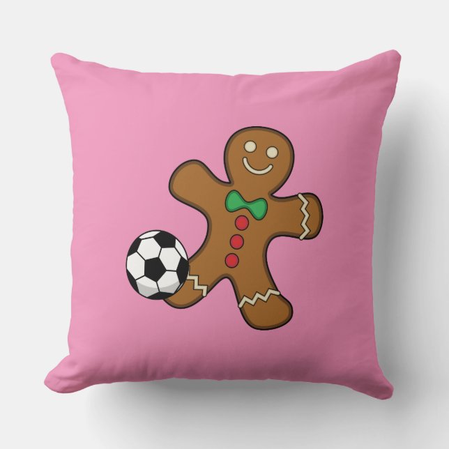 Gingerbrood Man die voetbal speelt Kussen (Voorkant)