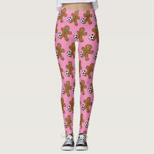 Gingerbrood Man die voetbal speelt Leggings