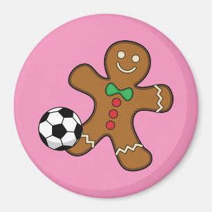 Gingerbrood Man die voetbal speelt Magneet
