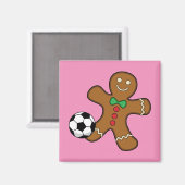 Gingerbrood Man die voetbal speelt Magneet (Voorkant / Achterkant)