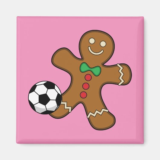 Gingerbrood Man die voetbal speelt Magneet (Voorkant)