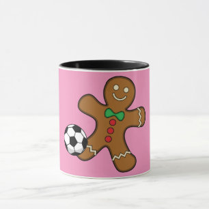 Gingerbrood Man die voetbal speelt Mok