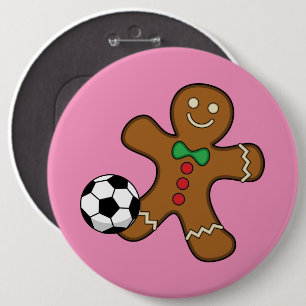 Gingerbrood Man die voetbal speelt Ronde Button 6,0 Cm