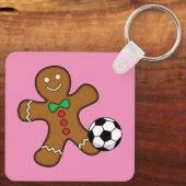 Gingerbrood Man die voetbal speelt Sleutelhanger (Achterkant)