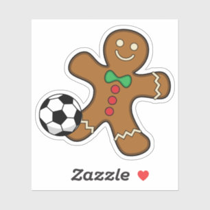 Gingerbrood Man die voetbal speelt Sticker