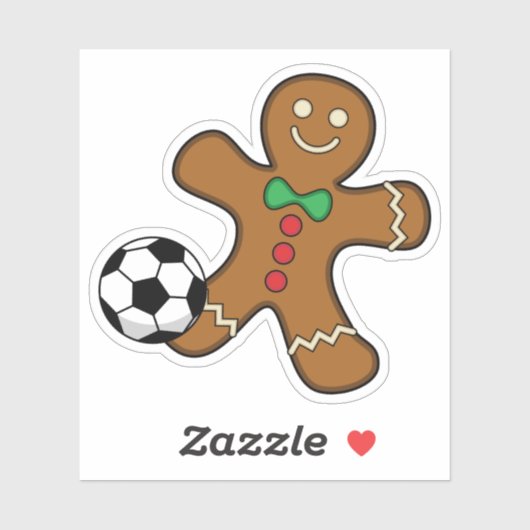 Gingerbrood Man die voetbal speelt Sticker (Vel)