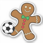 Gingerbrood Man die voetbal speelt Sticker (Voorkant)