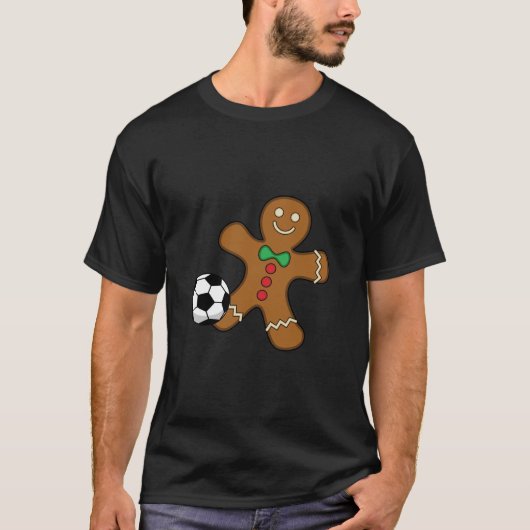 Gingerbrood Man die voetbal speelt T-shirt (Voorkant)