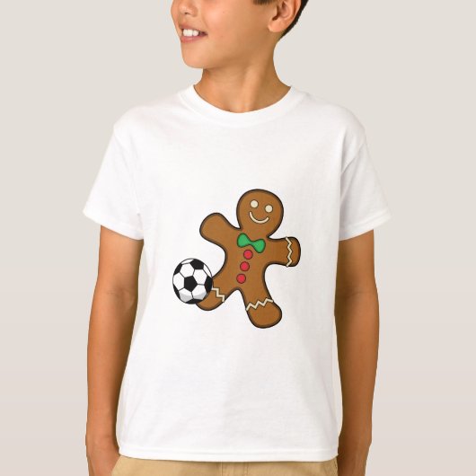 Gingerbrood Man die voetbal speelt T-shirt (Voorkant)