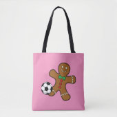 Gingerbrood Man die voetbal speelt Tote Bag (Voorkant)