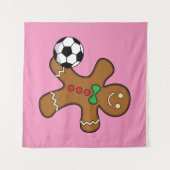 Gingerbrood Man die voetbal speelt Wandkleed (Voorkant (horizontaal))