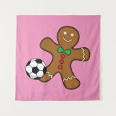 Gingerbrood Man die voetbal speelt Wandkleed (Voorkant)