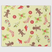 Gingerbrood Man en kerstgerechten Cadeaupapier (Vlak)