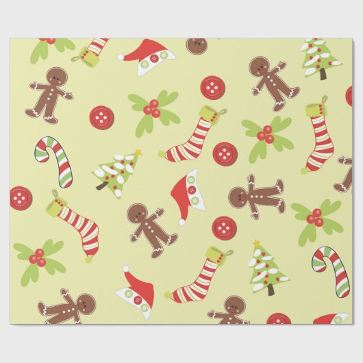 Gingerbrood Man en kerstgerechten Cadeaupapier (Vlak)