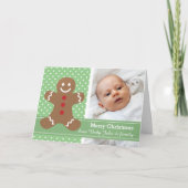 Gingerbrood Man en Polka Dots Custom Photo Feestdagen Kaart (Voorkant)
