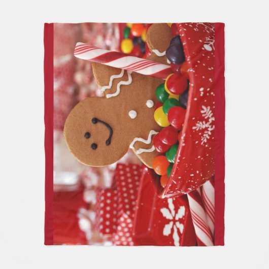 Gingerbrood Man en Snoep Fleece Blanket (Voorkant)
