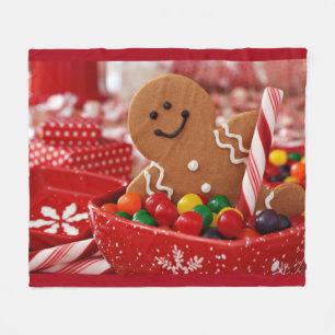 Gingerbrood Man en Snoep Fleece Blanket