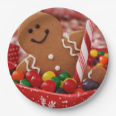 Gingerbrood Man en Snoep Papier Borden Papieren Bordje (Voorkant)