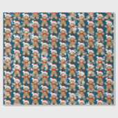 Gingerbrood Man en Snowflakes Cadeaupapier (Vlak)
