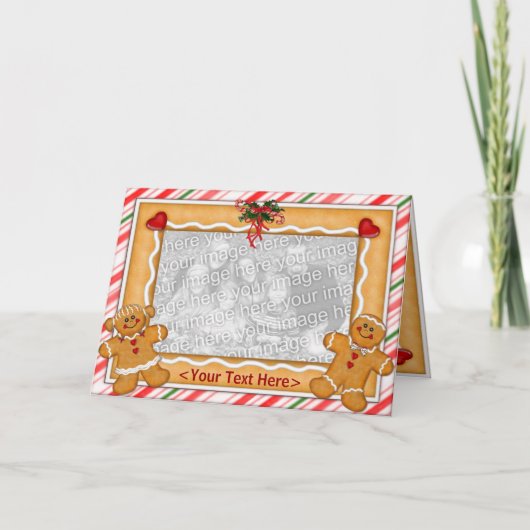 Gingerbrood Man en Vrouw Feestdagen Kaart (Voorkant)