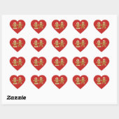 Gingerbrood Man en Vrouw op Rood Hart Sticker (Vel)