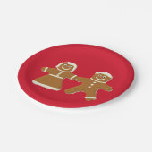 Gingerbrood Man en Vrouw op Rood Papieren Bordje (Gekanteld)