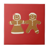 Gingerbrood Man en Vrouw op Rood Tegeltje (Voorkant)