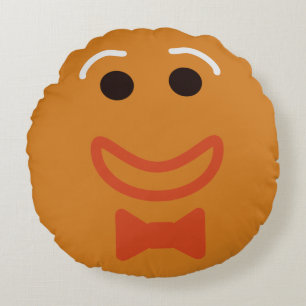 Gingerbrood Man Face Fun Cookie Holiday Rond Kussen