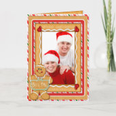 Gingerbrood Man Funny Folded Photo met Kerstmis Feestdagen Kaart (Voorkant)