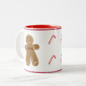 Gingerbrood Man Gepersonaliseerd Jongen of Girl Ho Tweekleurige Koffiemok (Voorkant links)